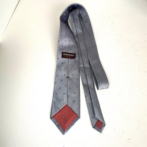 Yves Saint Laurent vintage grey diamond pattern tie - Picture 2 of 2